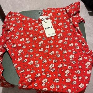 PACT Red Floral Dress